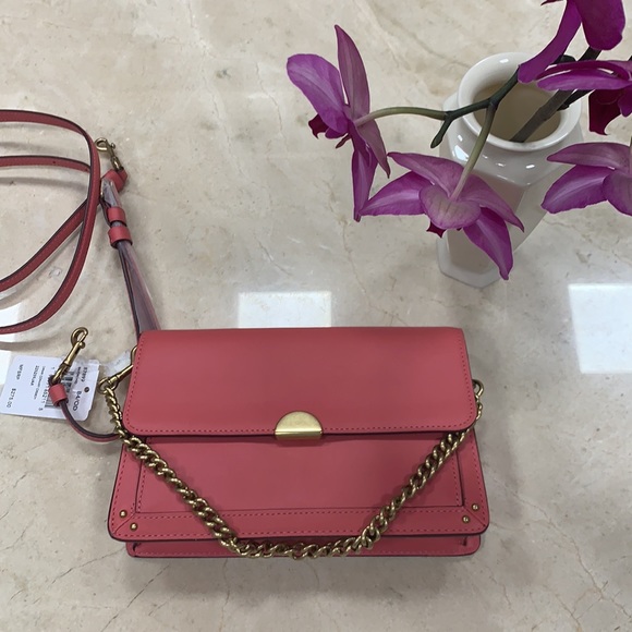 COACH 1941 DREAMER GLOVE TANNED LEATHER CONVERTIBLE CROSSBODY GOLD CHAIN PINK - Picture 14 of 15